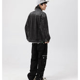 Unisex Jacket Casual Washed Denim Jacket Men and Women Couple Jacket